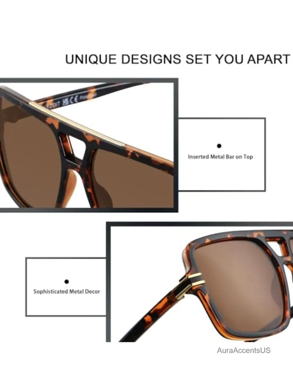 Oversized Square Sunglasses Polarized UV400 Wide Full Frame